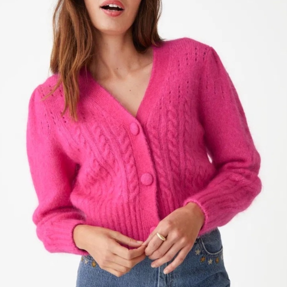 & Other Stories Cableknit Pink Mohair Cardigan NWOT